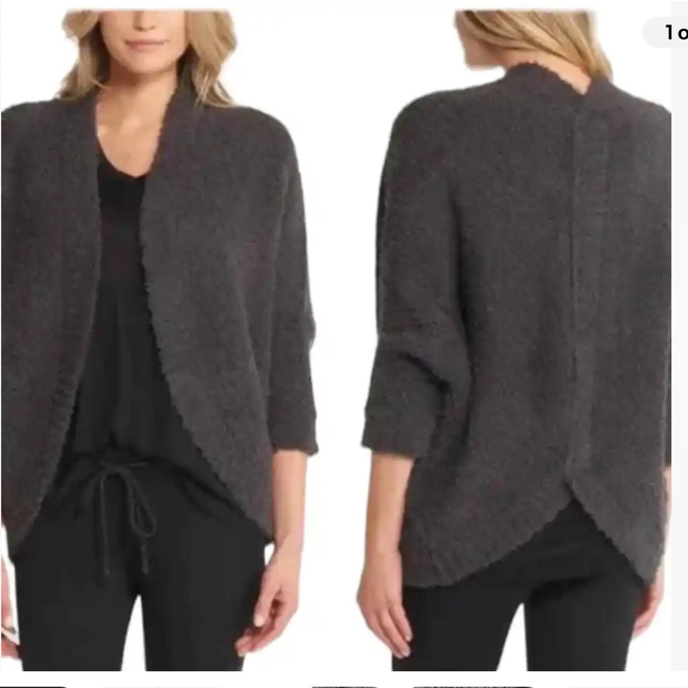 Barefoot Dreams Cozychic Shrug Sweater Carbon Dark Gray size L/XL